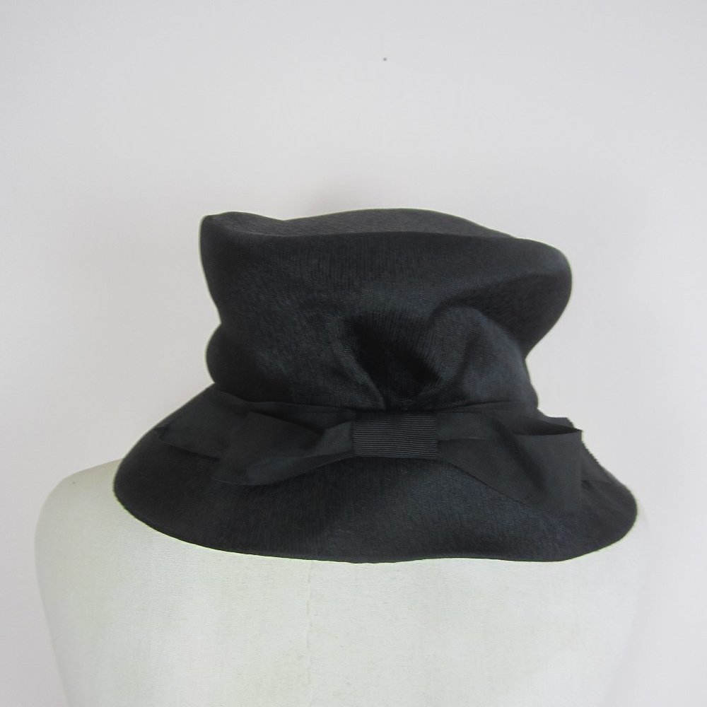 Vintage 1930’s Union Made Elegant Black Cloche Bow Hat - Picture 2 of 7